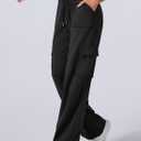 Aleumdr Women's Cargo Sweatpants Fleece High Waisted Wide Leg Pants Athletic Casual Baggy Sweat Pants with Pockets (XX-Large, Black)