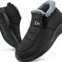 Ablanczoom Winter Snow Boots for Women: Comfortable Warm Fur Lined Slip On Waterproof Outdoor Ankle Booties (Black)