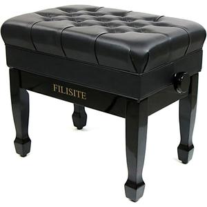 Genuine Leather Adjustable Piano Bench with Storage Compartment, Heavy Duty Solid Wooden Keyboard Stool with Padded Cushion Seat (Black), 15.7 X 25.6 X 19.3 Inches
