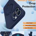 ZHK Liquid Silicone Designed for iPhone 13 Pro Max Case with Magnet Stand, [Precise Camera Lens Protection][Mil-Grade Drop Shockproof][Soft Anti-Scratch Microfiber Lining] Slim Fit Cover, Navy Blue