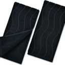 Hand Towels with Wavy Jacquard - Black Face Towels for Bathroom, 2 Piece, Cotton, 13x29 Inches