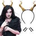 MOSTORY Devil Horns Headband for Adult - Demon Horns Headband for Halloween Cosplay Outfit Renaissance Photo Shoot Props (Gold)