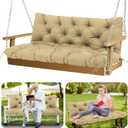 Durable Not Easy to Fade Porch Swing Cushions 60 inch Extra Thick 5 Inch Waterproof Outdoor Swing Cushions 3 Seater Replacement with Backrest & 8 Ties Swing Cushion for Outdoor Furniture Patio(Khaki), 60x40x5inch