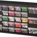 Akro-Mils 26-Drawer Plastic Drawer Storage Cabinet for Garage Organization, Bead Organizer, Building Bricks Storage, Teacher Toolbox, Makeup Organizer, 20" W x 6" D x 10" H, 10126 Black