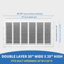 30x20 Return Air Grille [Duct Opening Size],Return Air Vent Cover for Wall Or Ceiling,Steel Return Air Filter Grilles Removable Face/Door for 1 Inch Filters (30"W x 20"H [Duct Opening])