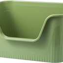 Extra Large Litter Box with High Sides 25.27" Lx17.83 Wx13.11 H,Anti-Splashing,Tool-Free Assembly,Multi Kitty Cat Litter Box,Jumbo (Green)