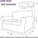 ZNSAYOTX 3 Piece Stretch Loveseat Covers (55"-69"), Thick Striped Sofa Covers for 2 Cushion Couch with Elastic Band Bottom Ties Non-Slip Stay in Place, Soft Durable Love Seat Slipcovers, Light Grey