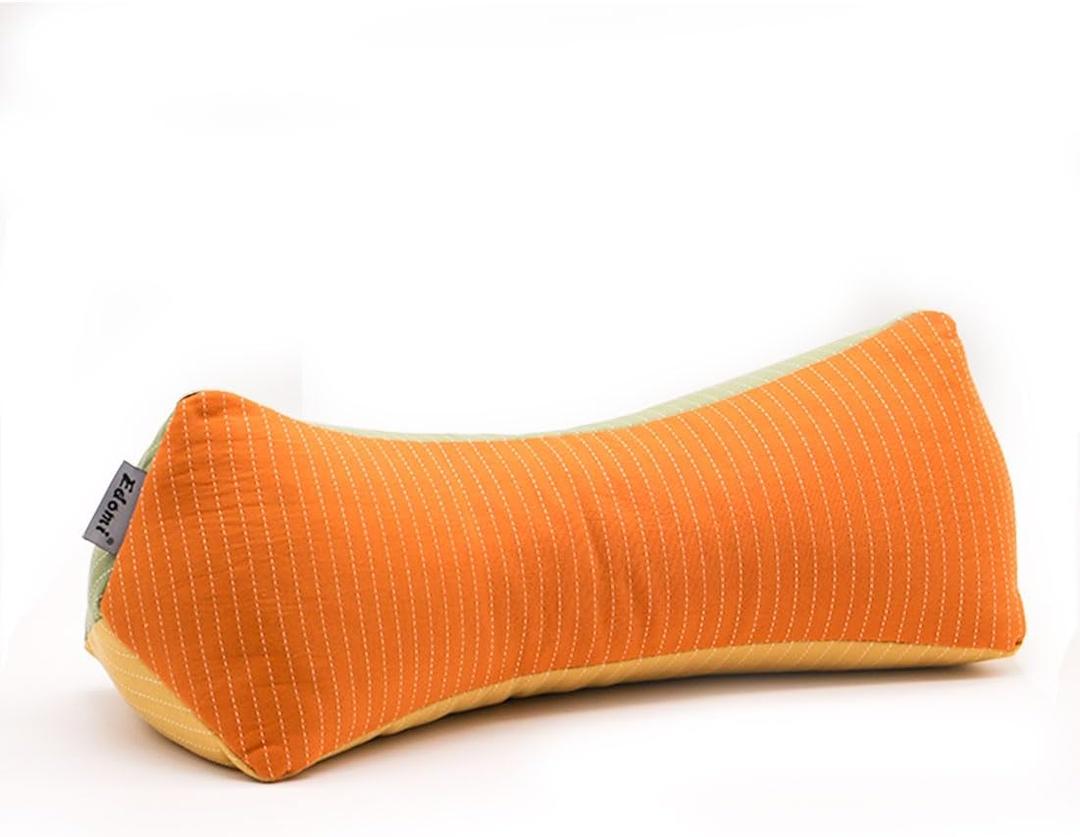 Edomi Buckwheat Pillow for Sleeping, Adjustable Firm Support Neck Roll Pillow, Cervical Pillow for Back Sleepers, Cylinder Buckwheat Hull Pillow, Patchwork Orange Yellow Green Pillowcase, 16x5