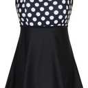 DANIFY Plus Size Swimsuit for Women One Piece Swim Dress Polka Dot Swimwear Cover Up Bathing Suit Retro Skirted Swimdress (24)