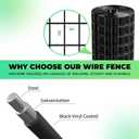 16GA Black PVC Coated Welded Wire Fencing 48 Inch x 50 Foot, 2 Inch x 3 Inch, Garden Border Fencing Roll Vinyl Coating Metal Wire Mesh for Yard Vegetable Plant Protection Poultry Netting