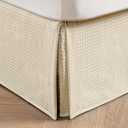 MIYE Pleated Waffle Weave Bed Skirt, Tailored Dust Ruffle 16 Inch Drop Easy Fit, Machine Washable,No Split Corners (Light Beige, King - 16" Drop)