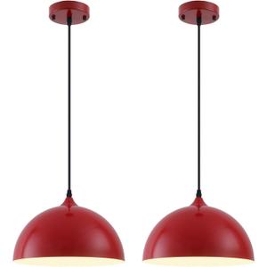 Red Farmhouse Pendant Light 11.8inches 2 Packs,Kitchen Pendant Lights, Industrial Pendant Light, Pendant Lights Kitchen Island for Living Room, Bedroom, Dinning Room, Office