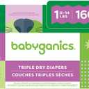 Babyganics Size 1, 160 count, Absorbent, Breathable, Triple Dry Protection Diapers
