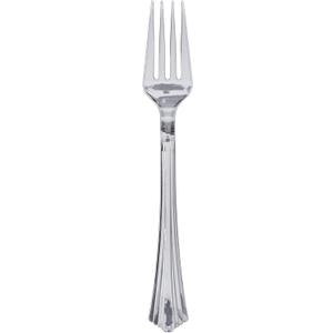 Reflections Heavyweight Plastic Utensils, Fork, Silver, 7", 40/Pack, Pack of 1,