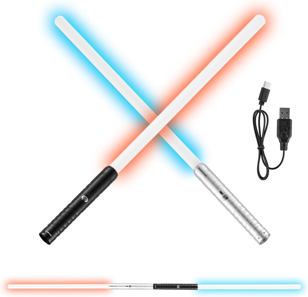 VEVOR Light Sword, 2 Pack Light up Sword with 7 RGB Colors, 4 Sound Modes and Realistic Handle, Rechargeable Toy for Adults and Kids, Christmas Day, Halloween Cosplay, Birthday