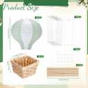 Meooeck 8 Sets Hot Air Balloons Baby Shower Table Decorations Centerpieces 11.8'' Paper Lanterns with Baskets Sticks for Gender Reveal Birthday Wedding Graduation Party (Sage Green with White)