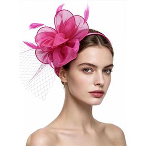 SAFERIN Women's Fascinators Feathers Tea Party Hat Veil Headband with Hair Clip for Cocktail Church