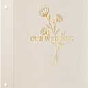 Lanpn Wedding Photo Album 4x6 300 Pocket Photos Slip in, Linen Cover Large Capacity Newlywed Marriage Album Hold 300 Horizontal Photos (Flower, Beige)