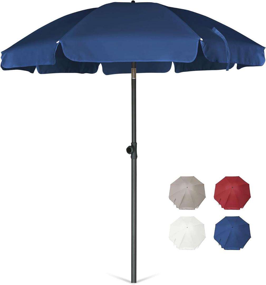 AMMSUN Patio Umbrella, 6.5 ft Outdoor Table Umbrella with Tilt Steel Pole, UPF50+ Protection, Great for Outdoor Garden Backyard, Navy Blue