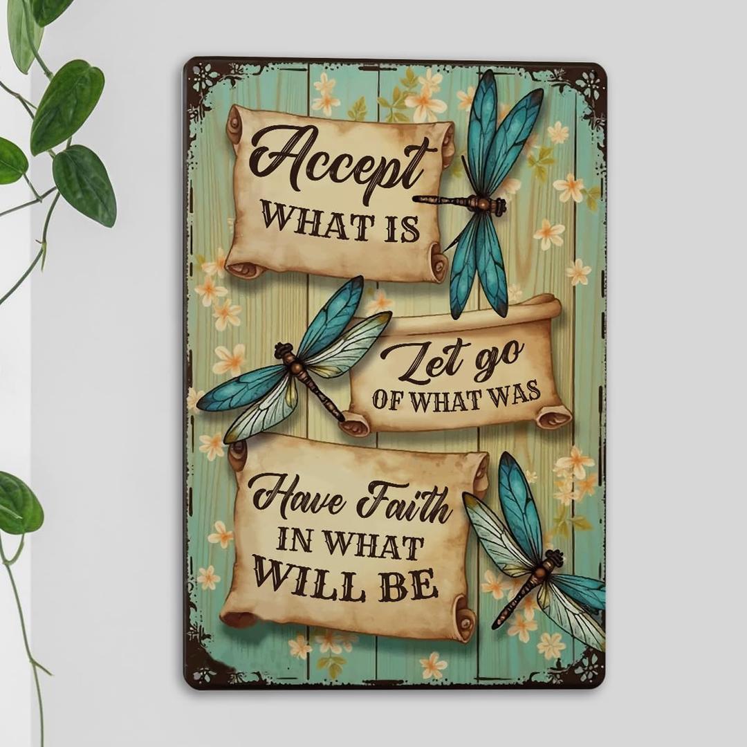 Vintage Dragonfly Gifts Dragonfly Metal Tin Sign for Gardens Greenhouse Living Room Bedroom Yard Cottage Outdoor Decor Bathroom Signs Home Decoration (Generic17)