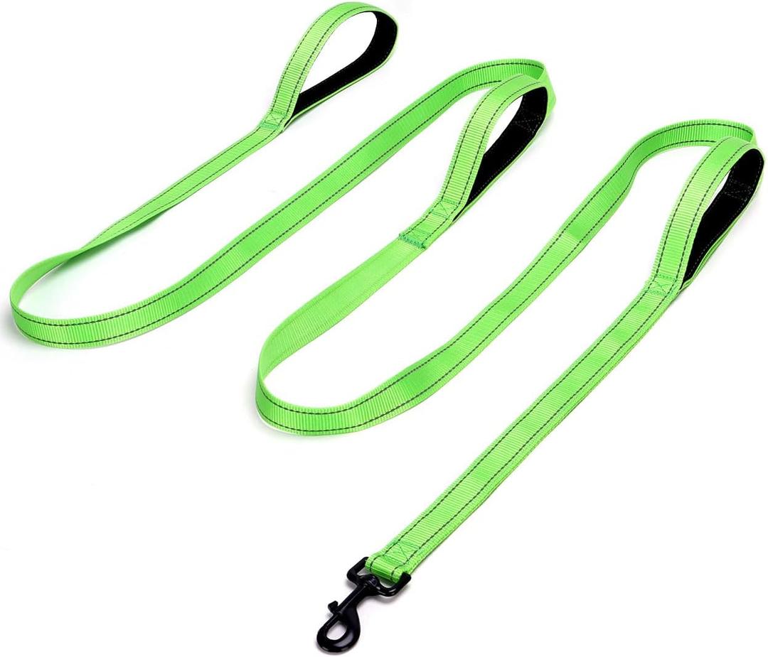3 Handle Dog Leash, 10FT Triple Handle Reflective Stitching with Padded Traffic Handles, Heavy Duty Training Pet Lead for Control and Safety (Green)