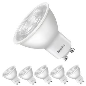 Fionaled GU10 LED Bulbs, 50W Halogen Replacement, 3000-Kelvin Soft Warm White, Not Dimmable, 38° 2 Prong MR16 LED Spotlighting Bulbs, Flicker Free, No Lead No Dazzing, 6-Pack
