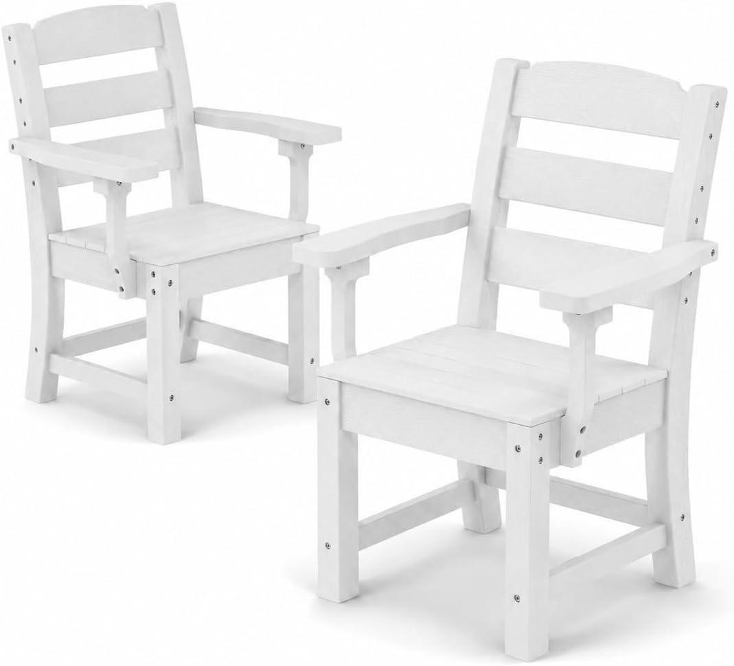 DWVO Patio Dining Chairs Set of 2, All-Weather HDPE Resin Outdoor Chairs, 2 Piece-armchair