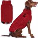 KYEESE Dog Sweater Warm Dog Sweater Turtleneck Large Pet Sweater with Gingham Patchwork Comfy Pet Coat for Fall Winter Cold Weather Soft Pullover Dogs Sweaters for Large Dogs (3XL60-80lbs, 2# Red)