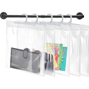 Hanging Storage Bags 24 Pack, Large Hook 10 x 12.5-inch Clear Plastic Bags for Classroom, Library and Pharmacy Use