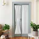 NICETOWN Faux Linen Door Curtain Panel, French Door Curtains Blackout Thermal Insulated Sidelight Privacy Panels for Window/Living Room/Doorways (25W by 72L inches, 1 Panel, Greyish White)