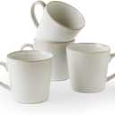 famiware Coffee Mug Set of 4, Annecy 14 oz Ceramic Reusable Cups Set with Handle, Microwavable and Dishwasherable Stoneware Drinkware Set for Tea, Milk, Water, Grey-white