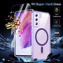 Hensinple for Samsung Galaxy S21 FE 5G Case Magnetic, S21 FE Phone Case with Screen Protector [Compatible with MagSafe], Matte Back Slim Shockproof Protective Case for Samsung S21 FE, Purple