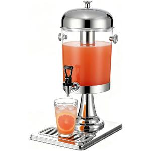 2.2 Gallon Iced Beverage Drink Dispenser, Stainless Steel Water Jar with Stand, Iced Beverage Drink Dispenser for Parties, Commercial Hot Cold Juice, Hot & Cold Drinks