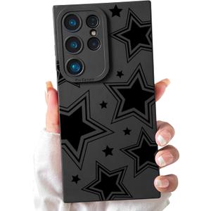 Lovmooful Compatible for Samsung Galaxy S23 Ultra Case Cute Cool Star Black Design for Girls Women Soft TPU Shockproof Protective Girly for Samsung Galaxy S23 Ultra-Black Star