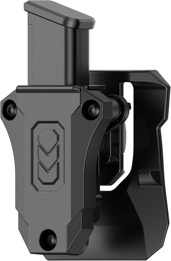 Single Magazine Pouch, Universal 9mm .40 Mag Holder Double Stack Mag. Paddle Holster 1911 Single Stack Mag. Belt Pouch with 360 Adj. Molle Belt, Fit Glock Sig sauer S&W Beretta Browning Taurus H&K