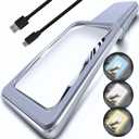 MagniPros 6X Rechargeable Magnifying Glass for Reading with 3 Color Light Modes & Anti-Glare Lens - Relieve Eye Strain | Perfect for Low Vision Seniors, Inspection, Crafts & Fine Print (Gray)