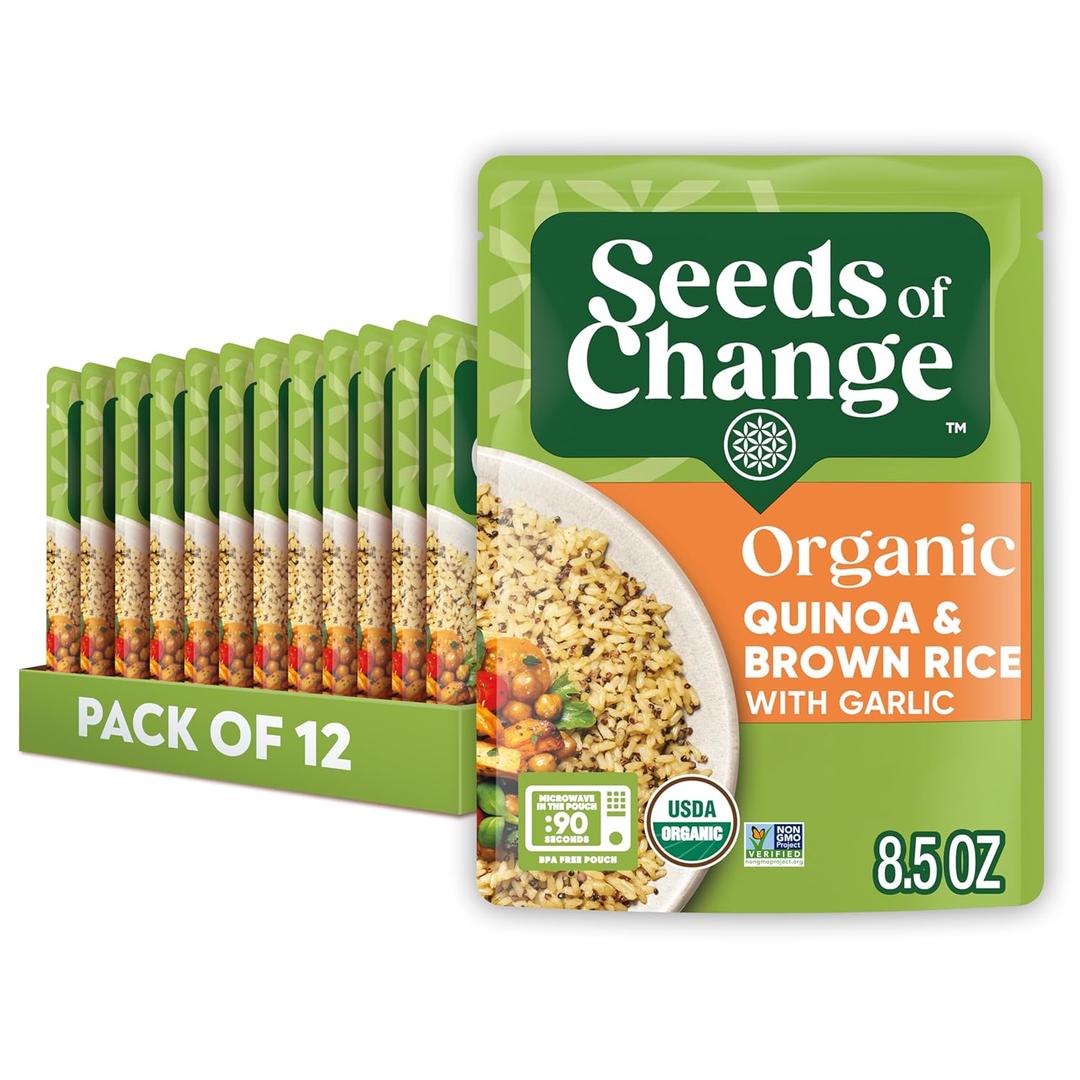 SEEDS OF CHANGE Organic Quinoa & Brown Rice 8.5 Ounce (Pack of 12), BBD 01/2027