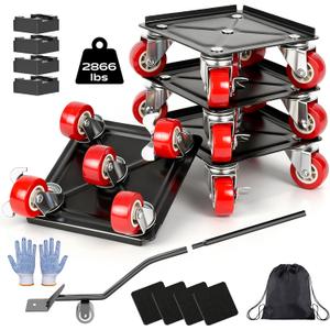 Furniture Dolly with 5 Wheels Heavy Duty Furniture Movers with Wheels Furniture Moving Wheels for Heavy Furniture Dollies Moving Dolly Heavy Duty Furniture Lifter Rollers 2866lbs Load Capacity