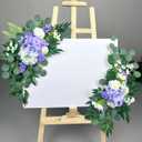 Petalivebioom Artificial Wedding Arch Flowers (Pack of 2), White Wedding Flowers for Wedding Welcome Ceremony Sign, Faux Floral Swags, Banquet and Reception Backdrop Floral Decoration (White & Purple)