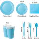 210-Piece Disposable Light Blue Paper Plates Party Supplies - Party Plates, Cups, And Napkins Sets, Light Blue Plastic Silverware, Serves 30 People