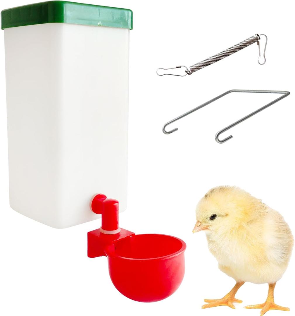 Automatic Waterer System Chick Drinker Cups 1L Hanging Automatic Fill Poultry Watering Cup Used for Cages (2)