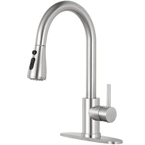 Qomolangma Kitchen Faucet with Pull Down Sprayer, Single Level Stainless Steel Kitchen Sink Faucets, Single Handle High Arc Brushed Nickel Pull Out Kitchen Faucet