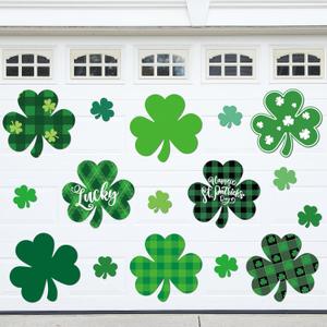 24 Pieces St. Patrick's Day Garage Door Decoration Magnets Happy St. Patrick's Day Green Shamrock Refrigerator Car Magnet Sticker Lucky Clover Magnetic Decals for Irish Party Holiday Supplies
