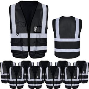 EBOOT 10 Pack Safety Vests with Reflective Strips, High Visibility Vest for Construction, Volunteers, Event Staff, Running
