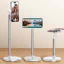 DIMONCOAT Adjustable Aluminum Alloy Cell Phone Stand - White, Universal Compatibility with 4-7 inch Devices, 180 Flip & 360 Rotation