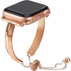 Compatible with Apple Watch Band 38mm 40mm 41mm 42mm 44mm 45mm 46mm 49mm Women, Dressy Jewelry Bracelet with Cute Charms Fancy Metal Strap for iWatch Band SE 3 Ultra 2 3 Series 11 10 9 8 7 6 5 4 3 2 1