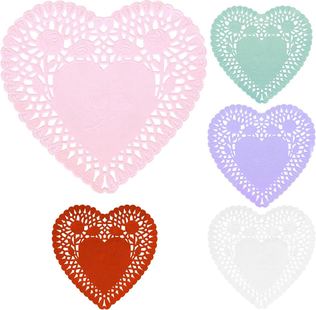 Heart Shaped Paper Doilies - 10inch Heart Doilies Lace Paper,100Pcs Paper Doilies for Crafts Decorations