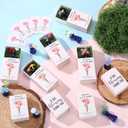Wonderjune 12 Sets End of School Year Student Gifts Bulk for Women Positive Mini Bud Vases with Flower Office Desk Decor Mini Box Breathing Thank You Graduation Favors for Coworker (Blue)