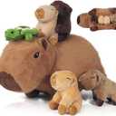 Youthfuljive 5 in 1 Capybara Plush Large Capybara Stuffed Animal with Babies, 14.2" Mommy Stuffed Capybara Plushies Pillow with 4 Baby Capibaras Peluches Capybara Toys for Kids Birthday Decor