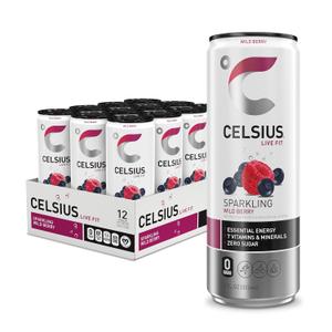 CELSIUS Sparkling Wild Berry, Sugar Free Energy Drink, 12 Fl Oz (Pack of 12) (EXP 09/01/27)